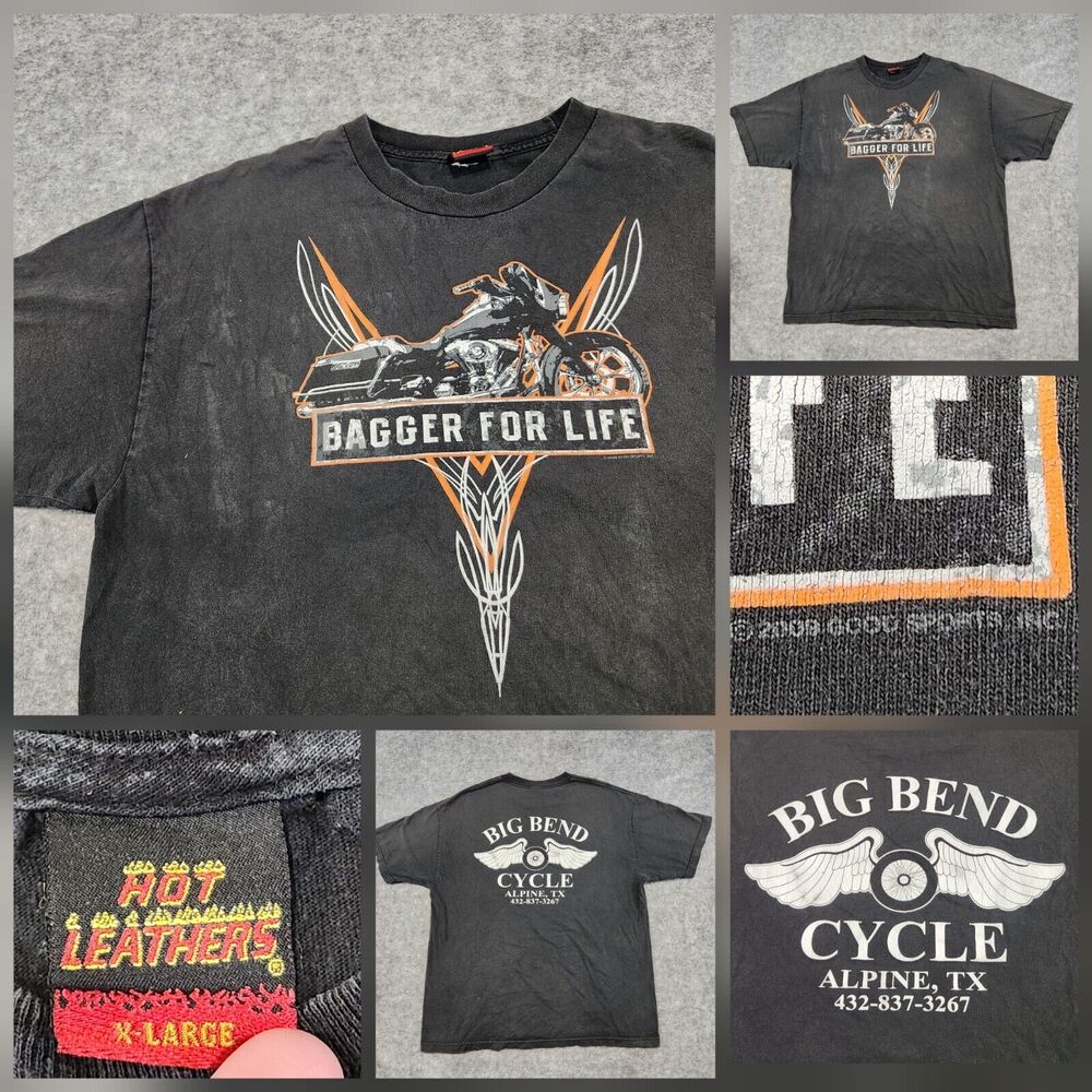 VTG Y2K Hot Leathers Mens XL Bagger For‎ Life Biker Motorcycle Graphic T Shirt